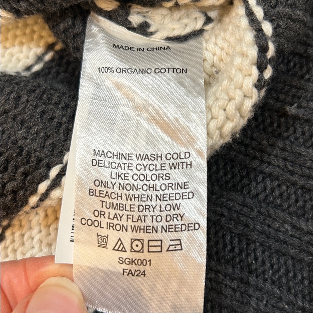 Quince 100% Organic Cropped Cotton Polo Sweater Charcoal/Off White XS - Picture 8 of 12